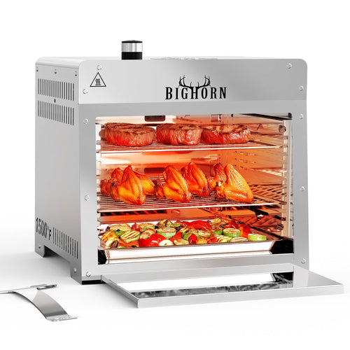 1500℉ Portable Infrared Steak Grill with Pizza Stone, Stainless Steel- 16 Inch