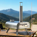 16" Wood Pellet Pizza Oven, Silver/Black