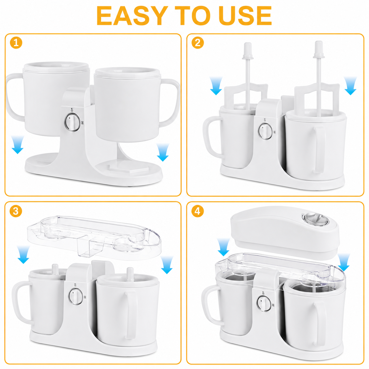 Home Treats | Dual Bowl Ice Cream Maker with Easy One-Knob Control | Compact Design for Quick Frozen Desserts